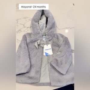 Mayoral Soft Gray Kids Fur Cape